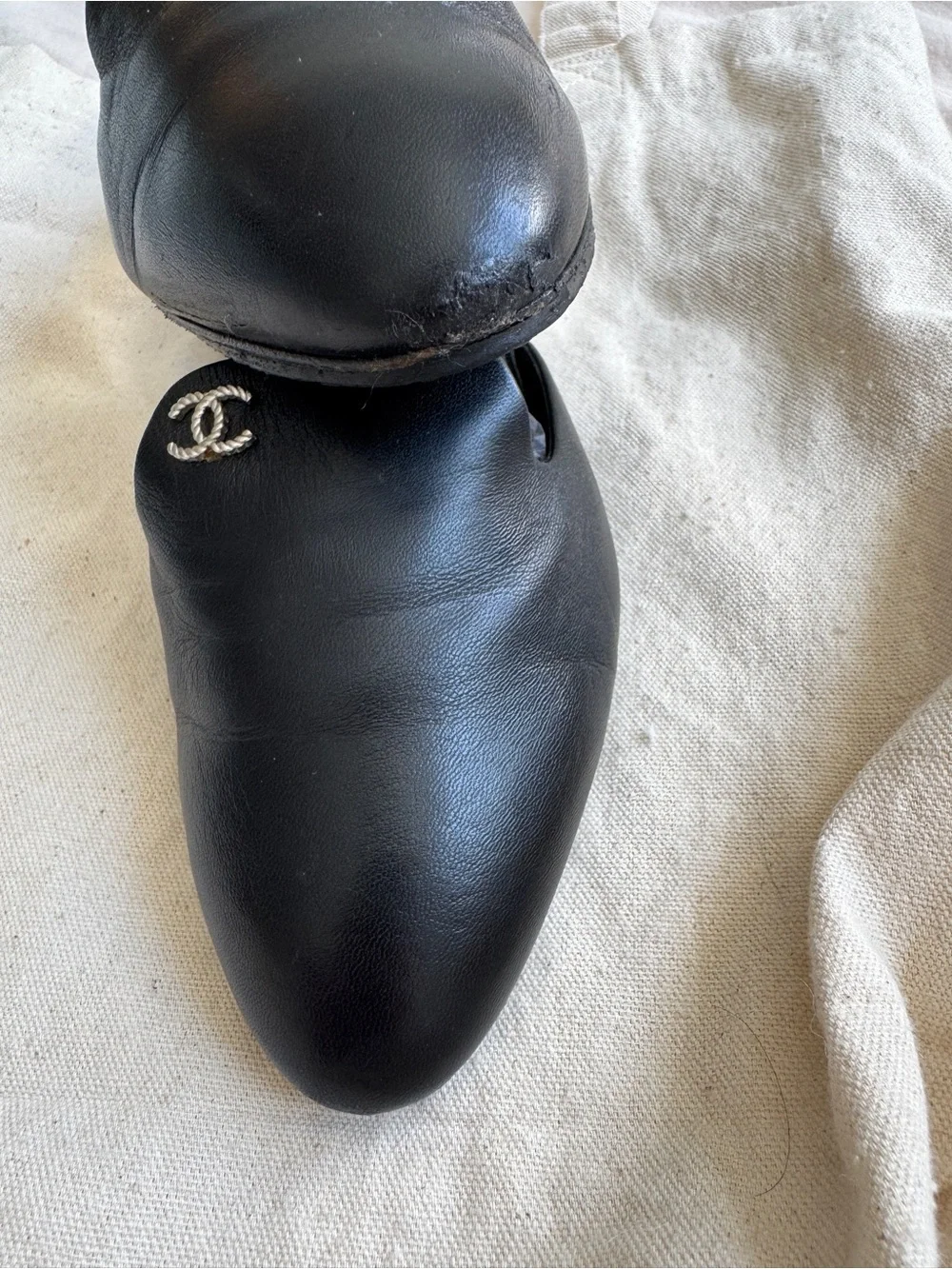 CHANEL leather mules